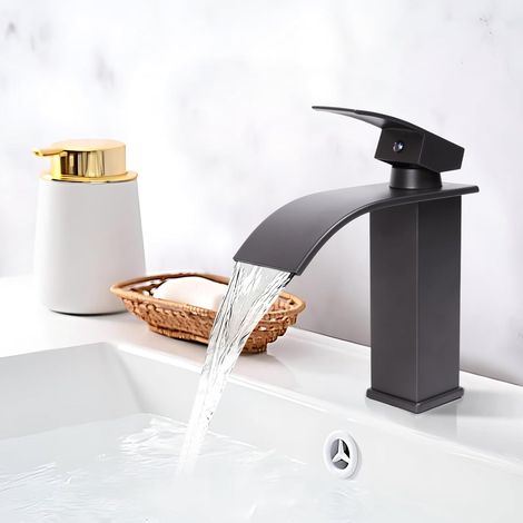 Moderne Robinet Lavabo Mitigeur Lavabo Cascade Robinet Salle Bain Avec une Hauteur de Bec de 120 MM Avec Tuyau de Sortie Chaud et Froid G 3/8 Robinet Lave Main Mitigeur Salle de Bain