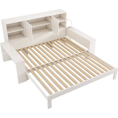 Cama con arcón 90x200 cm blanca con cama nido, almacenaje y puertos USB/USB-C, sin colchón (1/5)