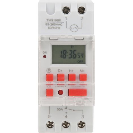 TM919BK 85265V CA 30A Temporizador digital programable LCD de 7 días, interruptor horario programable (1/5)