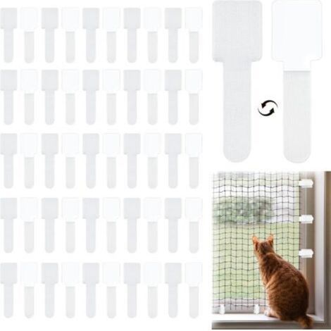 Lntyq – Ganci di fissaggio per rete di sicurezza per gatti – Confezione da 50 – Forte adesione su varie superfici – Facili da installare senza forare (1/5)