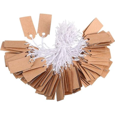 300 Blatt Etiketten, Preisschilder, beschreibbare Blanko-Preisschilder, Display-Etiketten mit elastischer Aufhängeschnur, Kraftpapier (1/5)