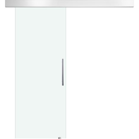 Porta scorrevole da 75 cm con kit di binari e ferramenta inclusi, vetro temperato trasparente da 8 mm, maniglia.