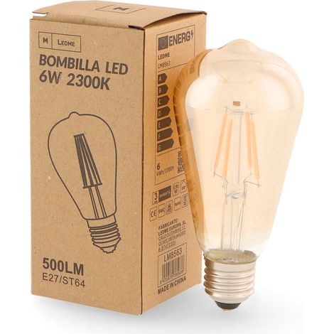 Ampoule LED à Filament E27 ST64 6W Ambre 2300K - Ledme - LM8563 (1/2)