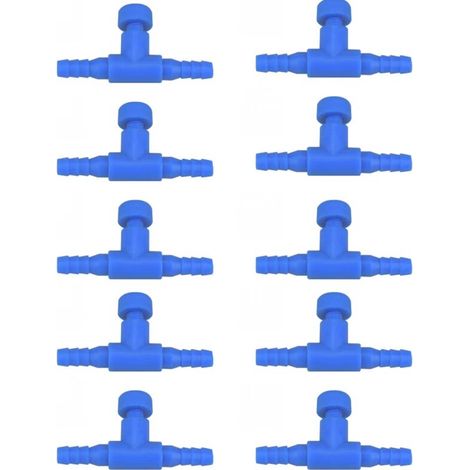 Aquarium Air Control Valves for 0,4cm ID Airline Tubing One Way Plastic Air Flow Regulators Réglable Blue Tuyau Connecteurs Accessoires Pompe à Air pour Aquariums (Lot de 10) (1/5)