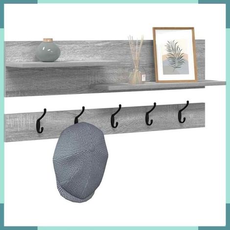 874424 Porte-manteau mural avec étagère Gris Sonoma 90 x 15 x 36 cm (1/5)
