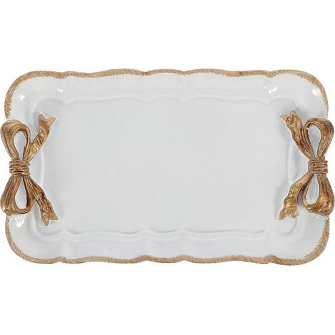 Plateau de service rectangulaire en résine avec nœud papillon, plateau à dessert, vaisselle (1/5)