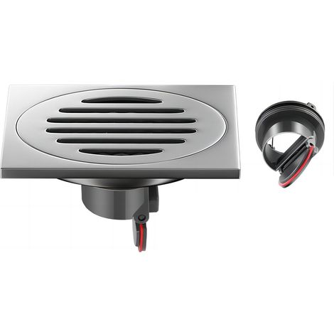 Stainless Steel Square Shower Drain, Anti-Odor Bathroom Drain, 100mm Square, Black (1/5)