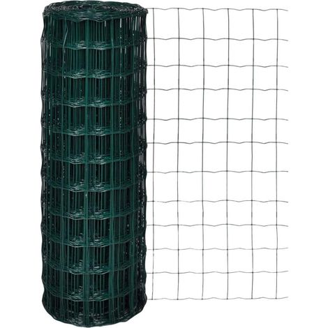Set de Euro Valla acero verde 25x1,7 m vidaXL