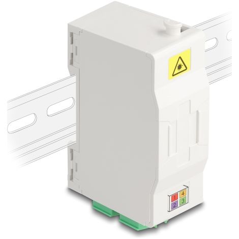 Delock Caja de conexiÃ³n de fibra Ã³ptica para carril DIN con soporte de empalme y 4 x acoplador LC Duplex