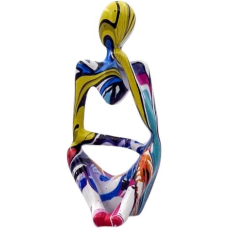 Statuette en résine représentant un penseur, ornement de bureau, sculpture abstraite de collection pour chambre, tiroir, bureau, magasin, bibliothèque-Yellow Face