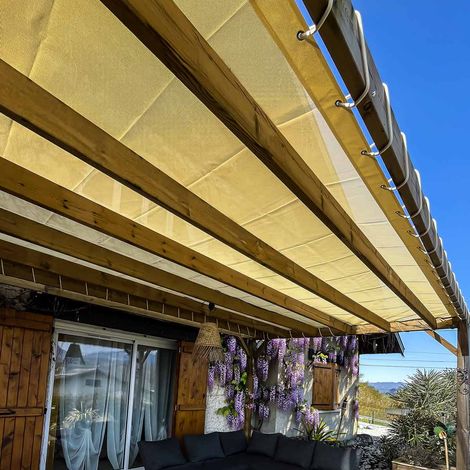 Pergola-Plane Mikroperforiert Elfenbein 2,5x3 m - 5 Jahre Garantie TECPLAST - MP460PR - Wasserdurchlässige Plane - Made in France