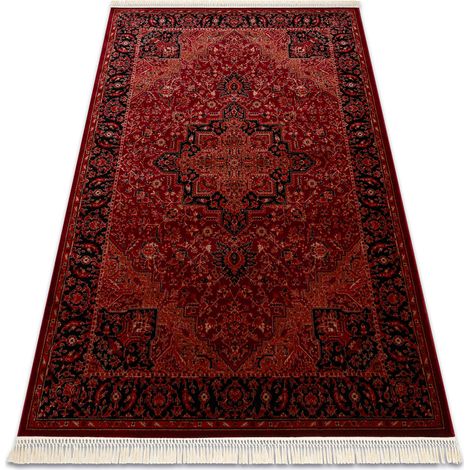 ORIENT Y307 tappeto bordeaux / nero Cornice, classico, ornamento, con frange red 200x290 cm