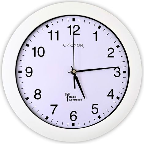 Horloge murale radio-pilotée de 30 cm - Noir - Pour cuisine, salon, bureau - Grande horloge murale radio-pilotée (blanc) (1/5)