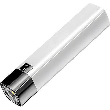Ultrahelle Taschenlampe, USB-Taschenlampe mit eingebauter Powerbank, wiederaufladbare Mini-Taschenlampe für Outdoor-Aktivitäten (weiß).