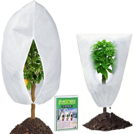 Deux housses d'hiver réutilisables pour plantes d'extérieur et plantes en pot (60 x 80 cm et 80 x 120 cm), protégeant les plantes du froid et du gel. (1/4)