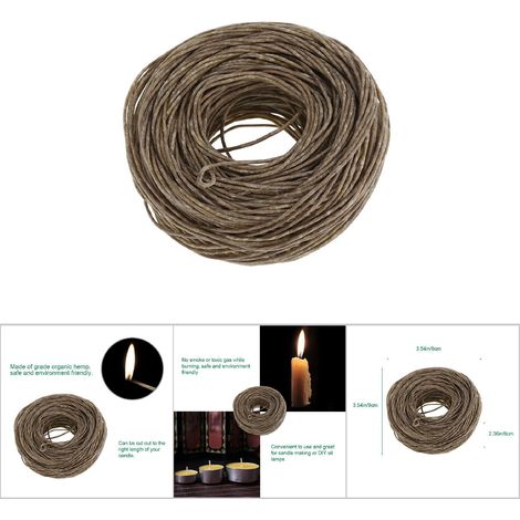 Mèche de lampe à huile en cire d'abeille pure et chanvre biologique, 61m pour DIY (1/5)