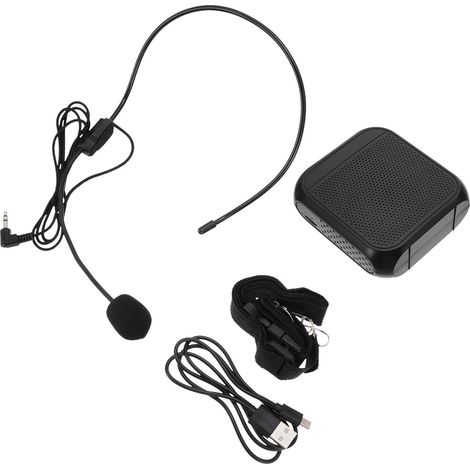 Amplificateur Vocal sans Fil Portable Noir Micro Intégré, Connexion sans Fil et Sangle Réglable Nombreuses Occasions (1/5)