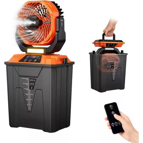 Ventilateur pulvérisateur rechargeable 20000mAh – Réservoir 7L – 4 vitesses – Télécommande – Rotation 360° – Pour camping et extérieur (1/5)