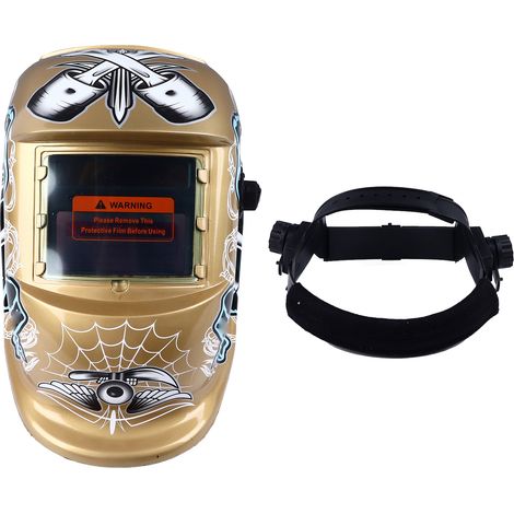 Ortviai Casque à souder automatique avec écran grand angle 93 x 43 mm, capteurs doubles, alimentation solaire et pile, jaune (1/5)