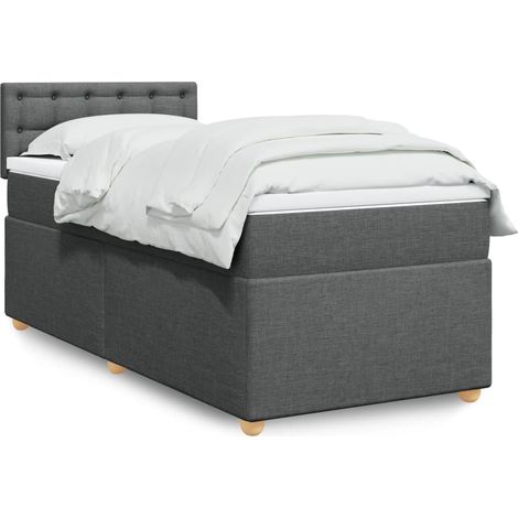 Boxspringbett mit Matratze Dunkelgrau 90x200 cm Stoff