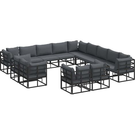 Maison Exclusive - Ensemble de canapé de jardin avec coussin 13 pcs Noir Aluminium (1/5)