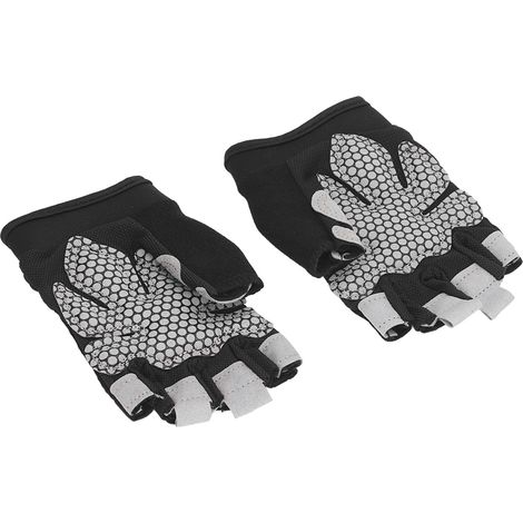 Verstellbare und belüftete Halbfinger-Sporthandschuhe, ohne Zugring, rutschfest, für Damen und Herren, Größe M. (1/4)