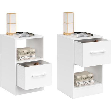 Set di 2 comodini in tessuto a 1 cassetto UPPAH con nicchia in legno bianco