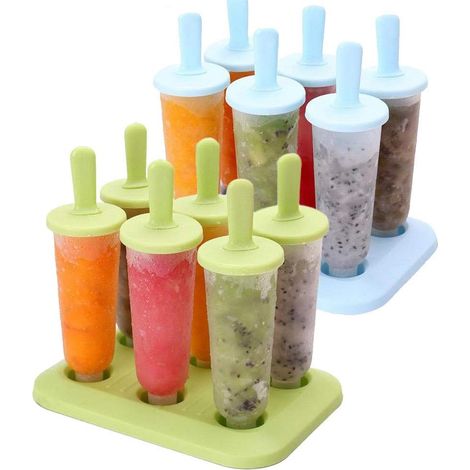 Lot de 2 moules à glace réutilisables (12 pièces) pour fabriquer soi-même ses sucettes glacées. (1/5)