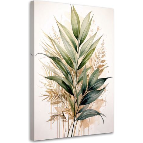 Quadro su tela, Piante foglie acquerello verde natura - 40x60 (1/3)