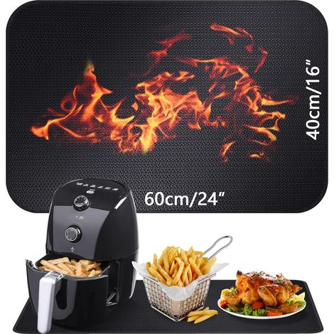 Feuerfeste Unterlage – 1 Stück – Glasfaser und Silikon – Hitzebeständig bis 500 °C – Für Fritteuse und Backofen – 40 x 60 cm (1/5)