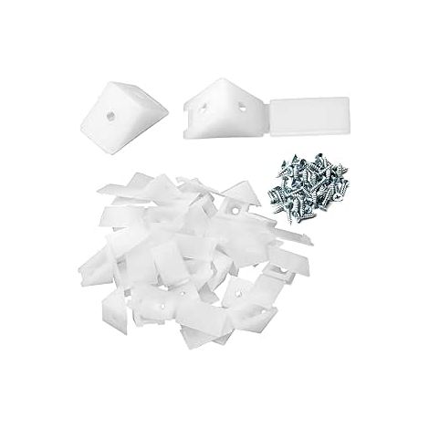 Lot de 40 équerres d'angle en plastique nylon blanc en forme de L avec capuchon de protection 2,1 x 2,1 x 1,7 cm (L x l x H) - Support à angle droit à 2 trous pour réparation, réparation (1/5)