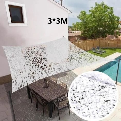 Filet de camouflage blanc 3 x 3M, filet de décoration de jardin, voile d'ombrage de jardin (1/4)