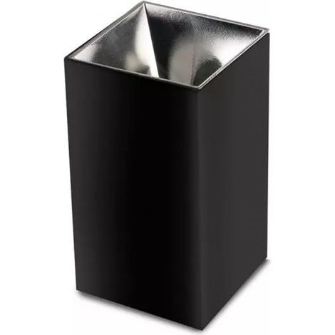 Soporte para foco LED V-TAC, montaje en techo cuadrado, GU10, cuerpo negro, reflector cromado