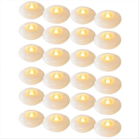 Set mit 24 flammenlosen, weißen, wasserdichten LED-Teelichtern, batteriebetrieben (200 Stunden), für zylindrische Vasen (1/5)