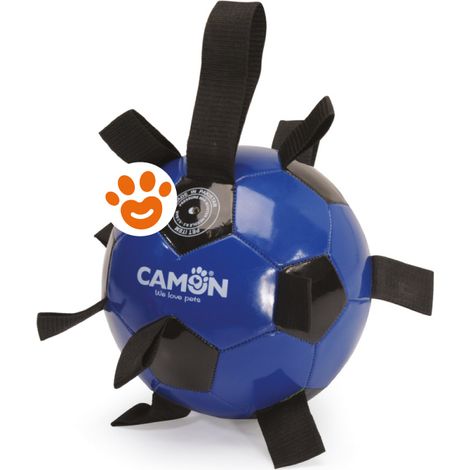 Camon Dog Pallone Calcio con Maniglia - Nero/Blu - Accessori