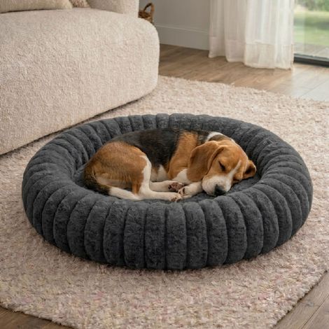 Panier chien et chat moelleux rond - Noir (1/5)