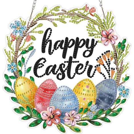 Ostern Diamond Painting Anhänger, Fensterdeko Hängend, DIY Diamant Malerei Set (1/4)