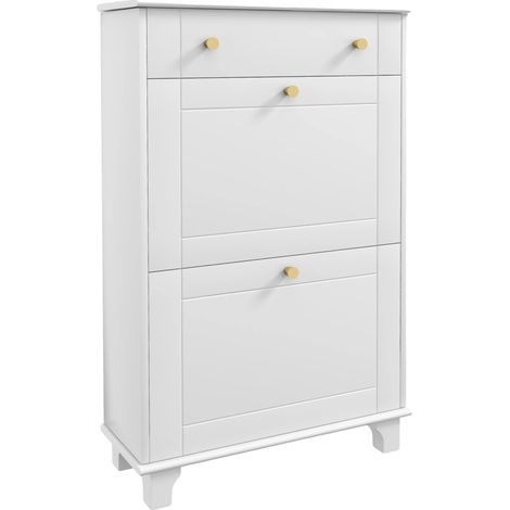 Zapatero, diseño moderno minimalista, capacidad para 8 pares, blanco, 60 x 23,5 x 98,5 cm (1/2)