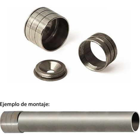 Support de barre d'armoire murale Ø 12 mm. Bouchon en laiton nickelé (chrome)