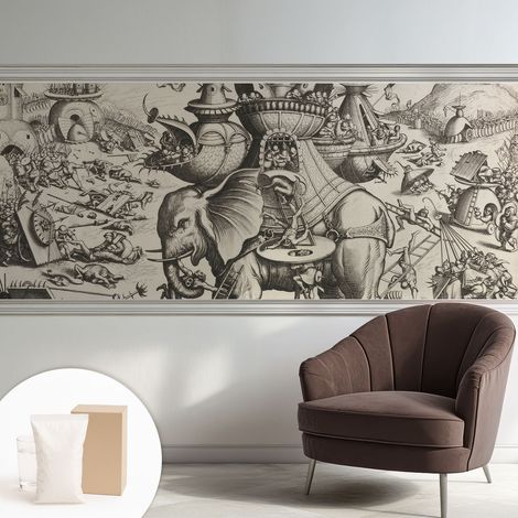 Papier peint intissé pour salon chambre à coucher peint imprimé pour mur - Colle incluse gratuite Bataille grotesque 250x104 cm (1/5)