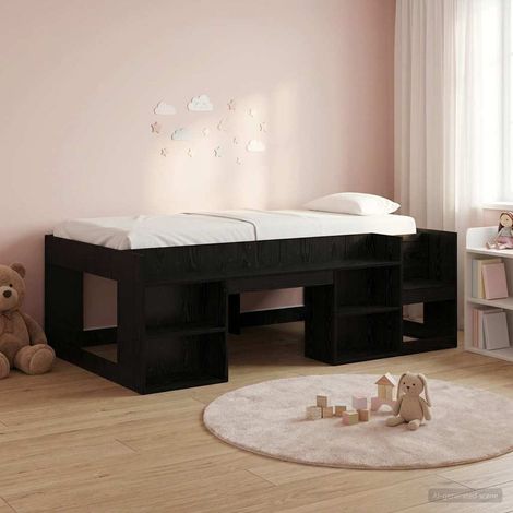 vidaXL Kinderbettgestell mit Stauraum Schwarze Eiche 90 x 190 cm (1/5)