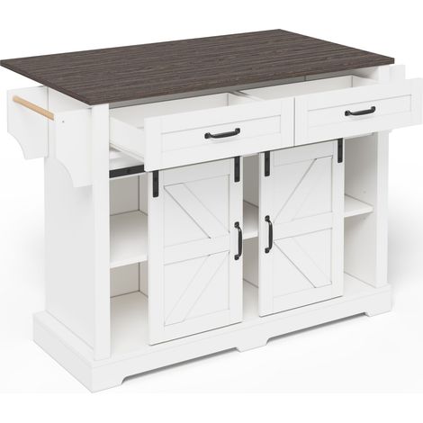CAIziÎlot de cuisine avec plan de travail rabattable 120×45(70)×91 cm (1/5)