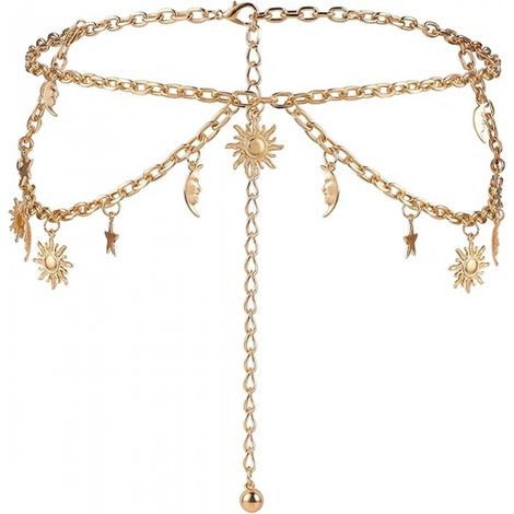 Ceinture à double chaîne métallique pour femme – Ceinture à maillons ajustable, chaîne décorative pour taille fine, idéale pour robes et jeans (1/5)