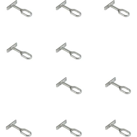 Emuca Lote de 10 soportes centrales para barra de armario, Zamak, Niquelado (1/4)