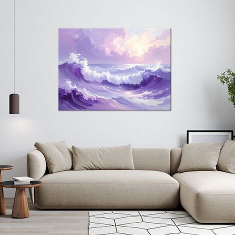 Wandbild Meer und Wellen Moderne Pastelllandschaft Lila 100x70 (1/4)