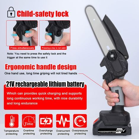 21V 6-inch Portable Electric Pruning Saw, Small Chainsaw with Brushed Motor, One-Handed Woodworking Tool for Cutting in the Garden and Orchard (1/5)