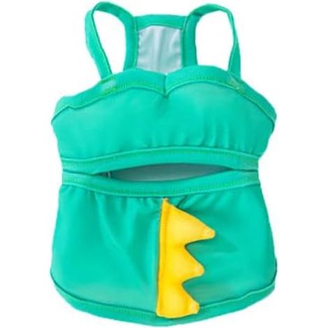 Maillot De Bain Chien - Costume Dinosaure Vert En Polyester Lycra - Pour Plage Et Piscine - Taille L (1/5)