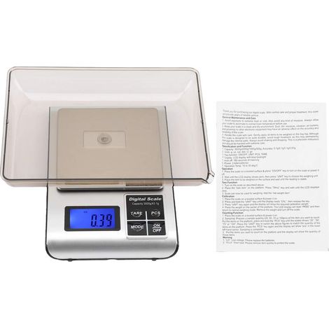 Balance De Cuisine Numérique Balance En Acier Inoxydable De Cuisson Des Aliments En Acier Inoxydable 3kg / 1g Avec Écran LCD Rétro-Éclairé.