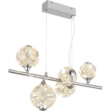 Pendelleuchte Hängelampe Wohnzimmerlampe Glas Kristall gold LED H 120 cm