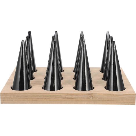 1 présentoir à bagues en bois, étagère à bijoux, porte-bagues en bois-16X12CM-Black (1/3)